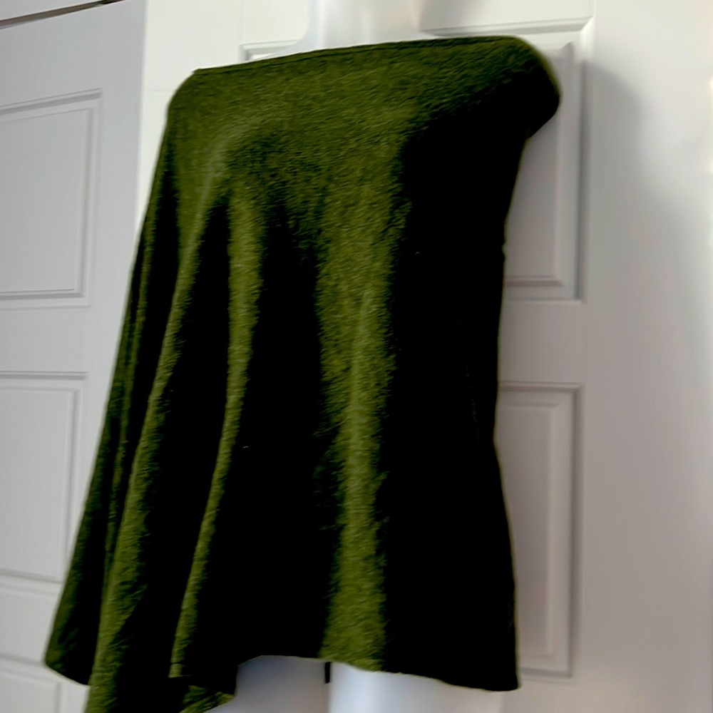 J Crew green cashmere one shoulder wrap
